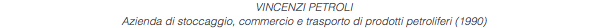 VINCENZI PETROLI Azienda di stoccaggio, commercio e trasporto di prodotti petroliferi (1990)